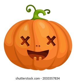 Bright cheerful pumpkin with a wide smile.Halloween holiday symbol.Cartoon vector graphics.