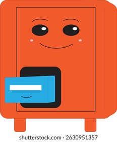 A bright and cheerful school locker illustration with a smiling face and book inside. Great for back-to-school themes and classroom decor designs.