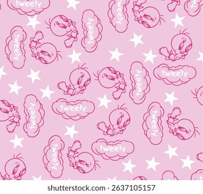 Bright and cheerful seamless pattern for kids with cute doodles and soft colors. Perfect for baby products and kids' stationery.