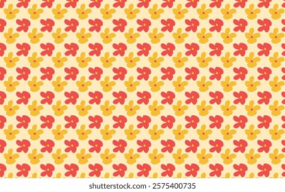 Bright and cheerful seamless pattern with red and yellow flowers. Perfect for summer designs, textile print, and digital art