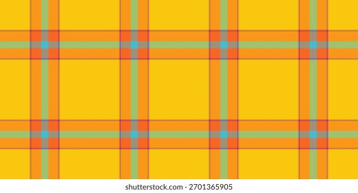 Bright, cheerful tartan pattern with intersecting lines creating a lively, geometric aesthetic. Ideal for backgrounds, textiles,  playful designs.