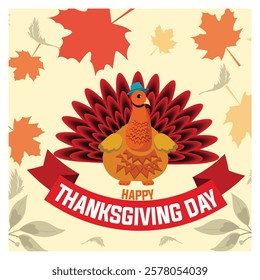 Bright and cheerful Thanksgiving motifs feature turkeys, fall leaves, and festive banners, perfect for seasonal celebrations, thanksgiving themes, and holiday decorations. 