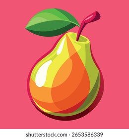 Bright and cheerful vector icon of a fresh pear in a playful clipart style. This eye-catching fruit design is perfect for kids’ books, mobile apps, recipe cards, food blogs, and eco-friendly branding.