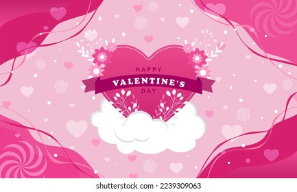 Bright cheerful vector illustration for Valentine's day in pink colors