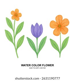 Bright and cheerful watercolor flowers with delicate petals and vivid colors—perfect for spring designs, greeting cards, and creative backgrounds.