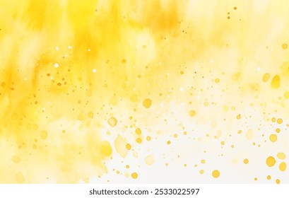 Bright and cheerful watercolor painting in shades of yellow and orange. Blurred edges and playful sprinkle of dots vibrant and artistic atmosphere vector background. Sunny-hued artwork for a touch of 