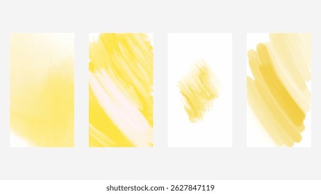 Bright and cheerful yellow watercolor backgrounds with soft brush strokes and light textures. Suitable for creative design. vector.