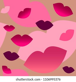 Bright cherry lips on a bronze background. Silhouette lips. 