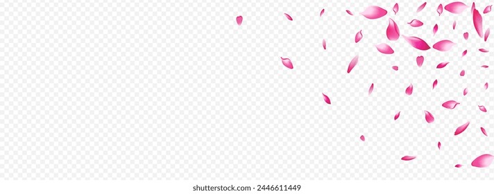 Bright Cherry Vector Panoramic Transparent Background. Peach Fall Template. Blossom Fresh Illustration. Confetti Wind Card. Pink Tree 3d Congratulation.