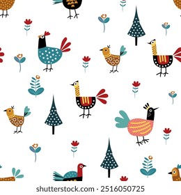 bright chicken on a white background
