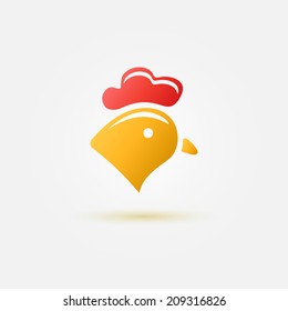 Bright chicken Sign abstract icon - farm bird poultry symbol