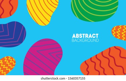 Bright childish background with multicolored doodle drawing elements and shapes. Design for kids