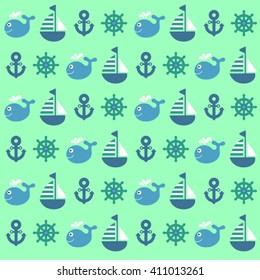 bright childish vector nautical seamless pattern