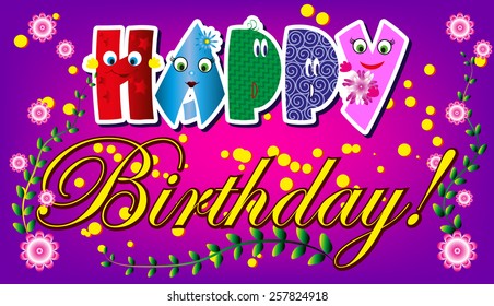 Bright, children's card "Happy Birthday"