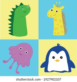 bright childrens illustration with animals