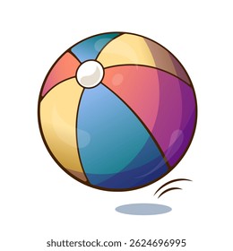 bright children's inflatable beach ball, sticker on transparent background