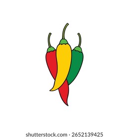 Bright chili peppers in bunch vibrant clean design Vector illustration