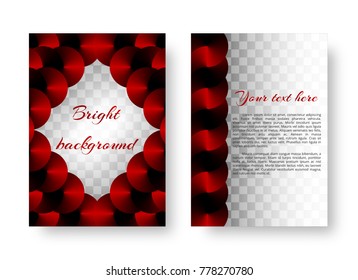 Bright Christmas background of a brochure with red plates and a brilliant conical gradient on a transparent backdrop