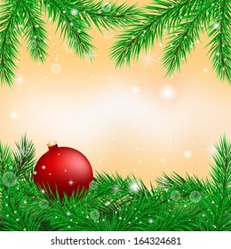 bright christmas background of fir branches. vector graphics