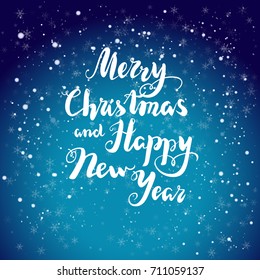 Bright Christmas background with place for text. Holiday design for card, banner,ticket, leaflet and so on. Merry Christmas and Happy new year inscription.