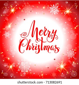 Bright Christmas background with place for text. Holiday design for card, banner, ticket, leaflet and so on. Marry Christmas inscription.