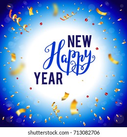 Bright Christmas background with place for text. Holiday design for card, banner, ticket, leaflet and so on. Happy new year inscription.