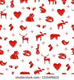 Bright Christmas background, seamless tiling, a great choice for wrapping paper and textiles, pattern - Vector Graphics