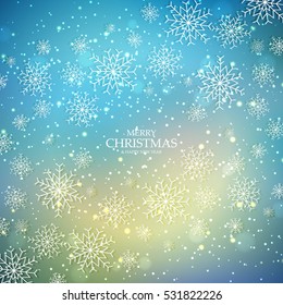 Bright Christmas background with snowflakes. Shiny elegant vector Illustration 