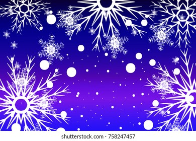 Bright christmas background with snowflakes. Vector illustration for new year invitation card