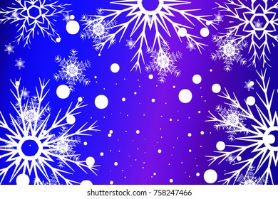 Bright christmas background with snowflakes. Vector illustration for new year invitation card