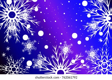 Bright christmas background with snowflakes. Vector illustration for new year invitation card