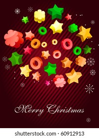 Bright christmas background with stars and circles