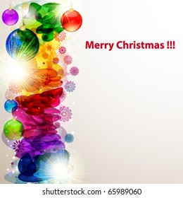 Brillante frontera navideña con copos de nieve. Imagen vectorial.