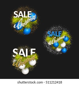 Bright christmas composition. Christmas sales. Vector illustration.