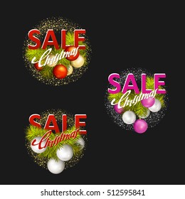 Bright christmas composition. Christmas sales. Vector illustration.