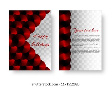 A bright Christmas cover of the catalog with shiny red circles and a metallic texture on a transparent backdrop