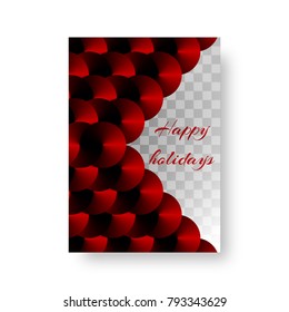 Bright Christmas cover of leaflets with red metal texture on round elements