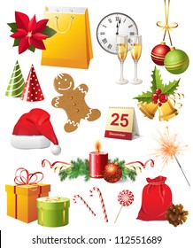 Bright Christmas design elements set