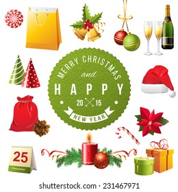 bright Christmas design elements set