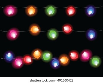 Bright Christmas garland glowing colored lights.Vector illustration.