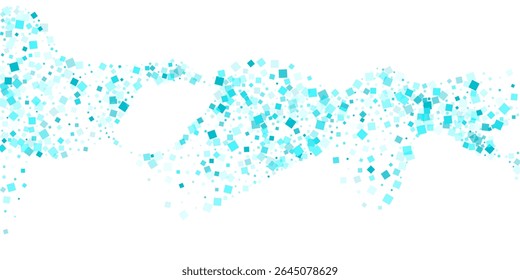 Bright Christmas geometric blue elements texture vector background. Delightful cubic shine. Mosaic turquoise confetti scattered vector design.