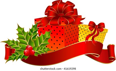 bright christmas gifts on a white background