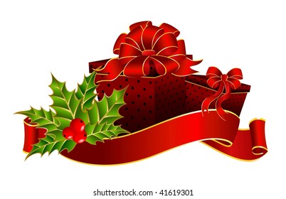 bright christmas gifts on a white background