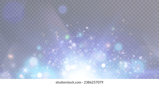 Bright Christmas glitter background design. Bokeh light effect of an explosion of flickering particles. Bright light dust png vector	
