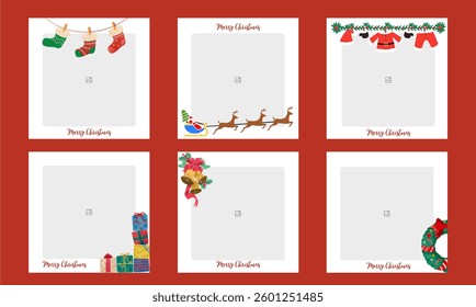 Bright Christmas and New Year design holiday frame. Vector illustration
