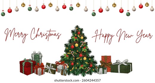 Bright Christmas and New Year design holiday frame. Vector illustration