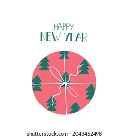 Un regalo navideño brillante. Ilustración vectorial.