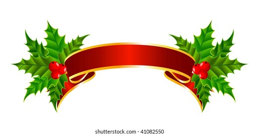 bright christmas red ribbon on a white background