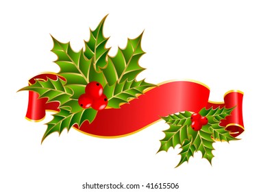 bright christmas red ribbon on a white background