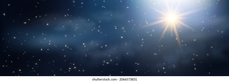 A bright christmas Star above the Clouds. The star shines over the manger of christmas of Jesus Christ. Eps10